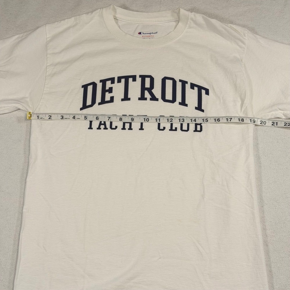 Champion Detroit Yacht Club Graphic T-Shirt White Cotton Mens M T425 WH Nautical - Picture 8 of 9